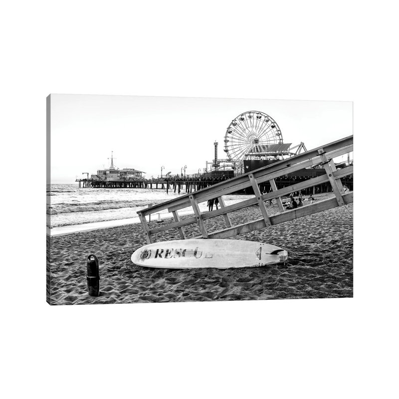 Black California Series - Santa Monica Beach Rescuer 1 Piece Wrapped Canvas Wall Art, 101.6 cm H x 66.04 cm W x 1.91 cm D