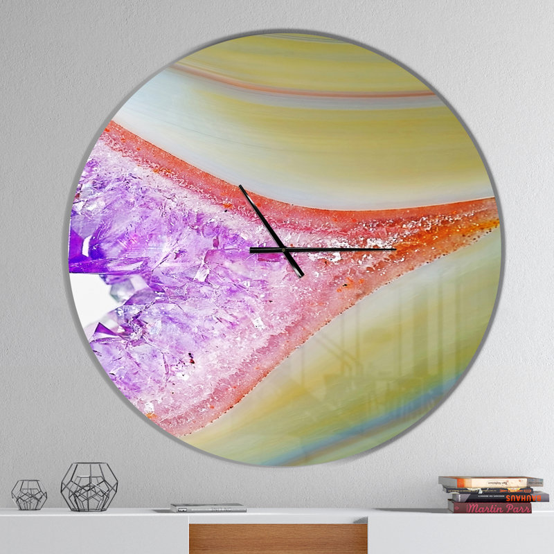 Agate naturelle - horloge murale moderne, Grand