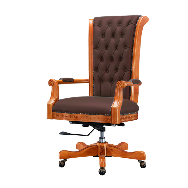 Genoa Leather Swivel Executive Chair, Brown, Brown