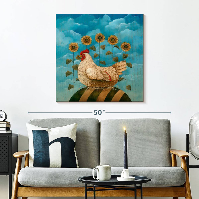Crowle Chicken And Sunflowers, 30" H x 30" W