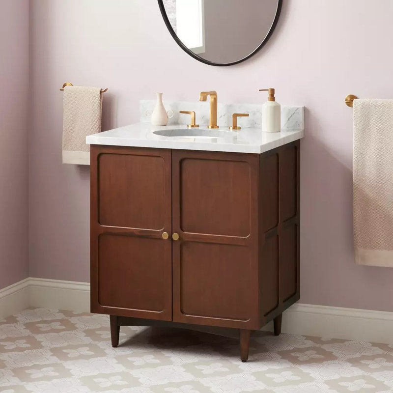30" Delavan Vanity With Undermount Sink, 8" Widespread, Carrara Marble