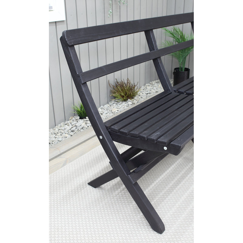 Arlot Solid Wood Pine Outdoor Bench, Black