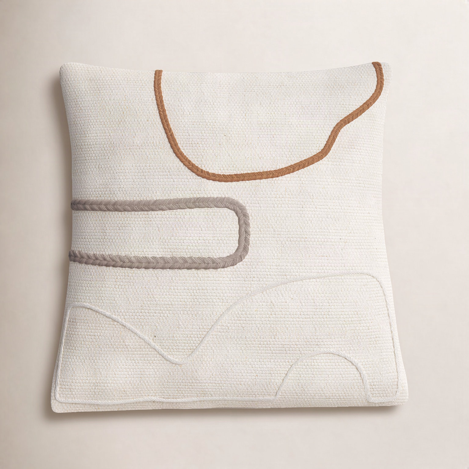 Alain Embroidered Cotton Pillow Cover, 18" x 18", Polyester, 1