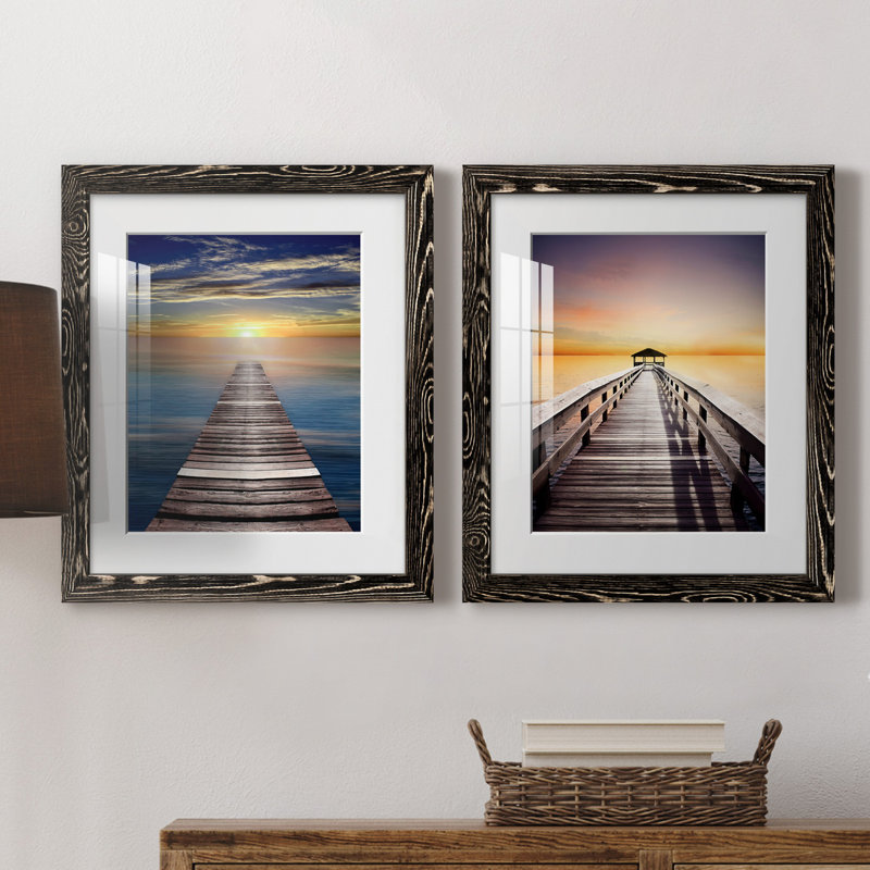 Caribbean Dusk - ensemble de 2 reproductions de photos, H 20 po x l 17 po x P 1 po, H 31,5 po x l 47 po x P 1,5 po, Blanc