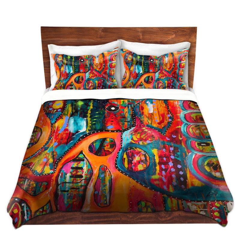 Ensemble de housse de couette abstract éléphant, 1 housse simple + 1 taie standard
