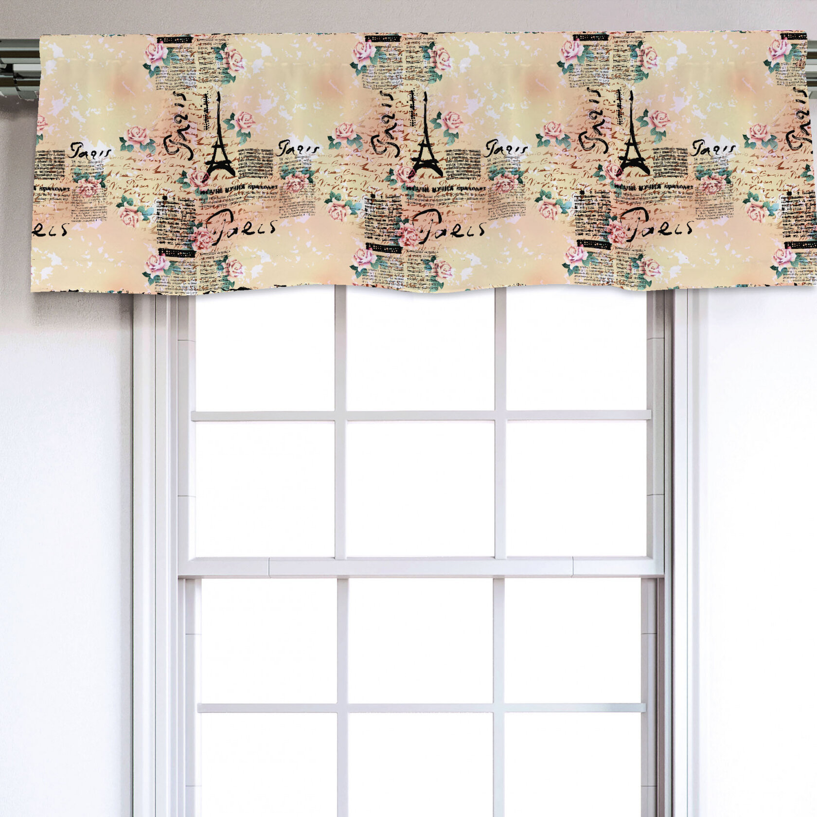 East Urban Home Floral Sateen Ruffled 54'' W Window Valance in | Wayfair