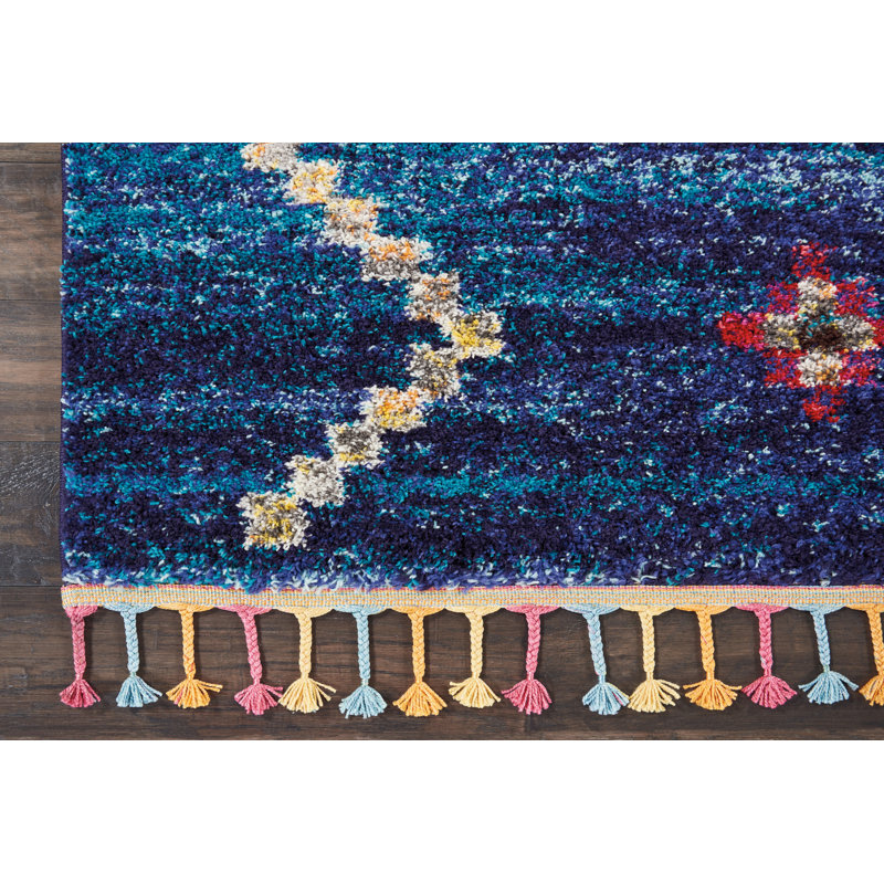 Tapis bleu marine Lucina Tribal Bohemian, Rectangle 7 pi 10 po x 10 pi 6 po