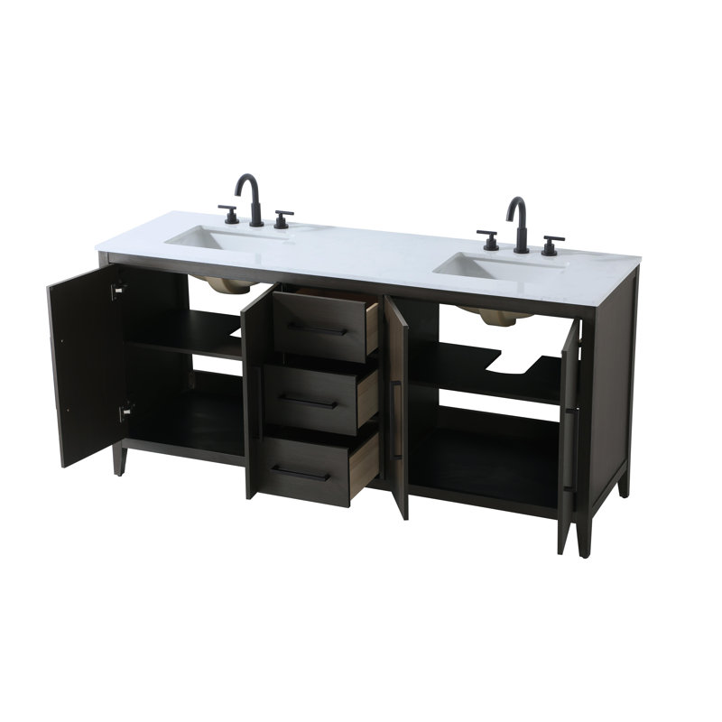 Meuble-lavabo double 72 po, Brun moka