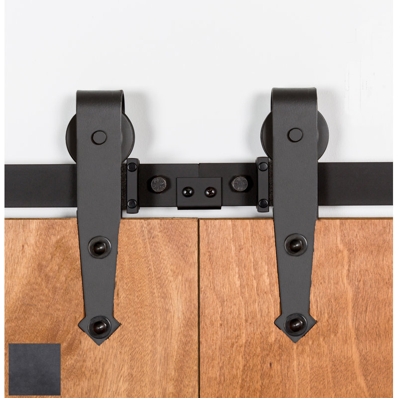 Ensemble de quincaillerie standard pour porte de grange double, Noir, 120 po