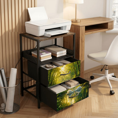 Table de chevet 2 tiroirs avec station de charge, table de chevet avec ports USB et amp; Table de chevet noire Outlets