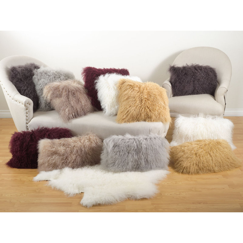 Iyana Wool Throw Pillow, Fog, 12"H x 20"W