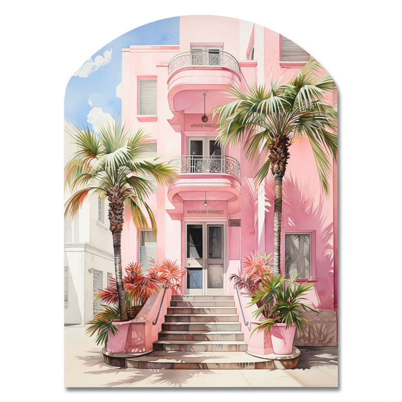 Hillhouse - Miami, art mural asymétrique en métal, arche traditionnelle, impression sur métal, H 34 po x l 25 po