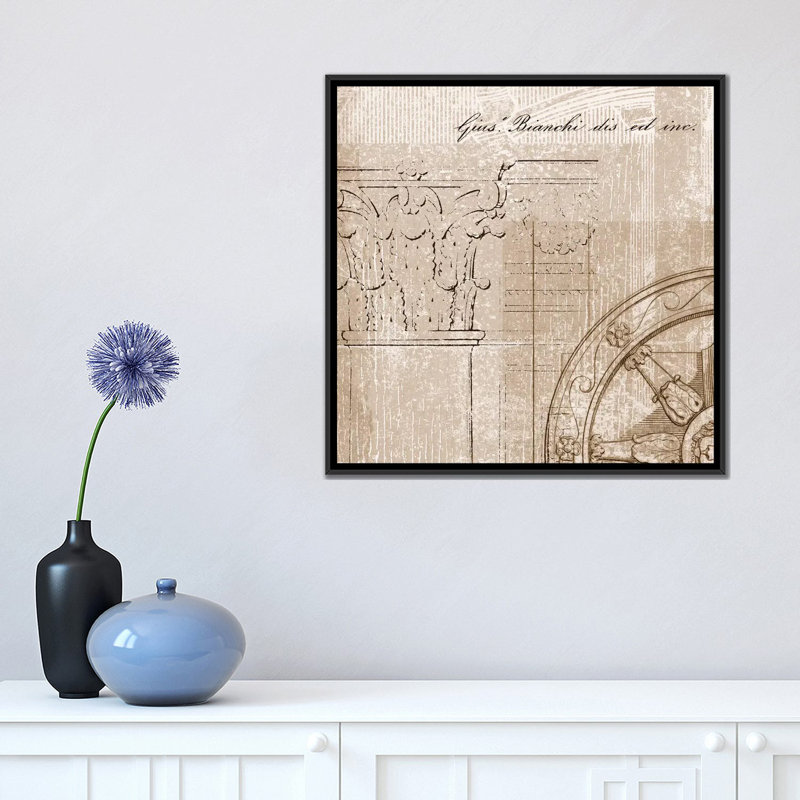 « romanesque ii », impression sur toile, H 18 po x l 18 po x P 1,5 po, Toile avec cadre noir, Pas de tapis