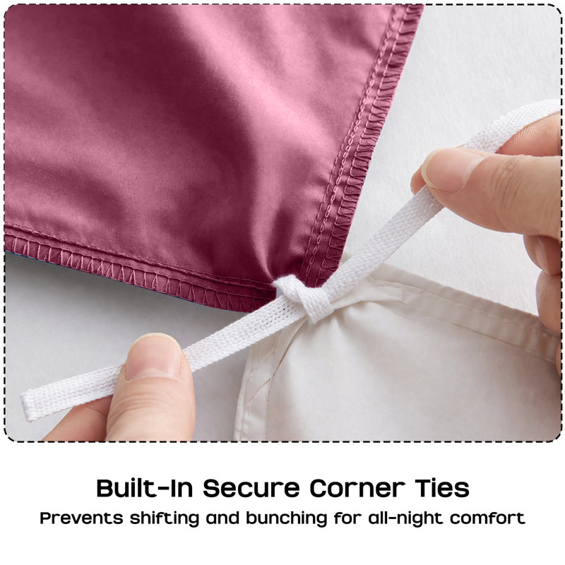 Pintuck Duvet Cover Set with Pillowcases – Soft Microfiber, Textured Quilt Cover, All-Season Comfort, Double, Burgundy