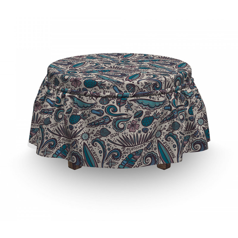 Ensemble de housse pour repose-pieds à coussin de boîte 2 pièces surf exotique s fun