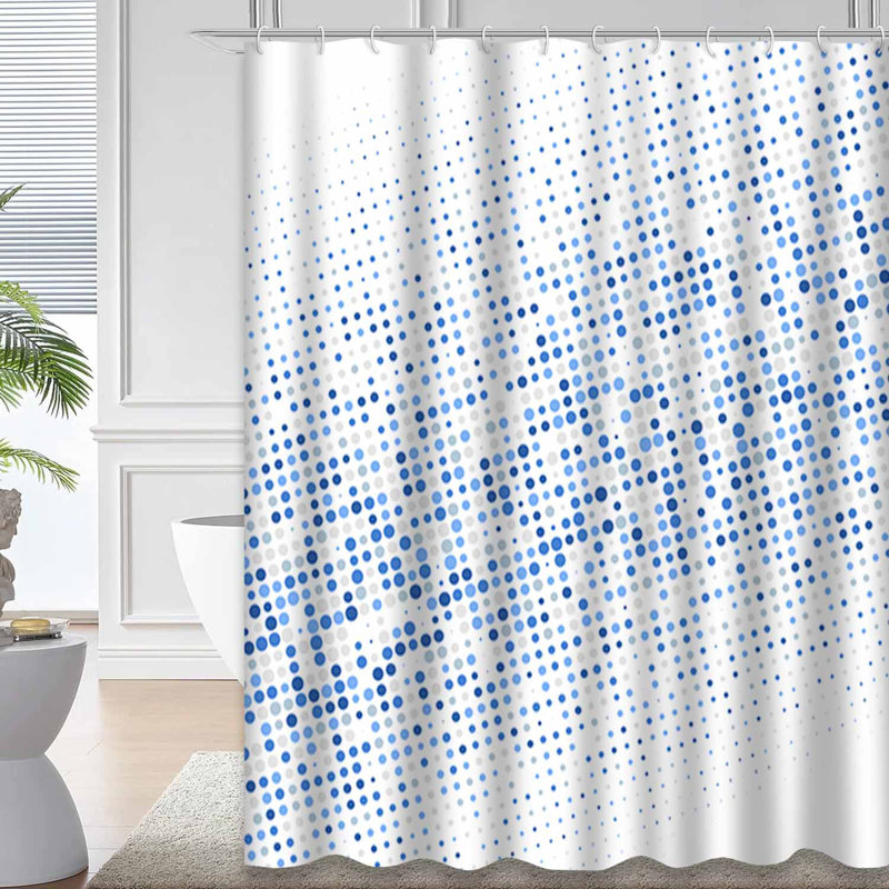 Rideau de douche en demi-teinte de couleur bleu abstrait moderne avec 12 crochets, L 72 po x l 72 po