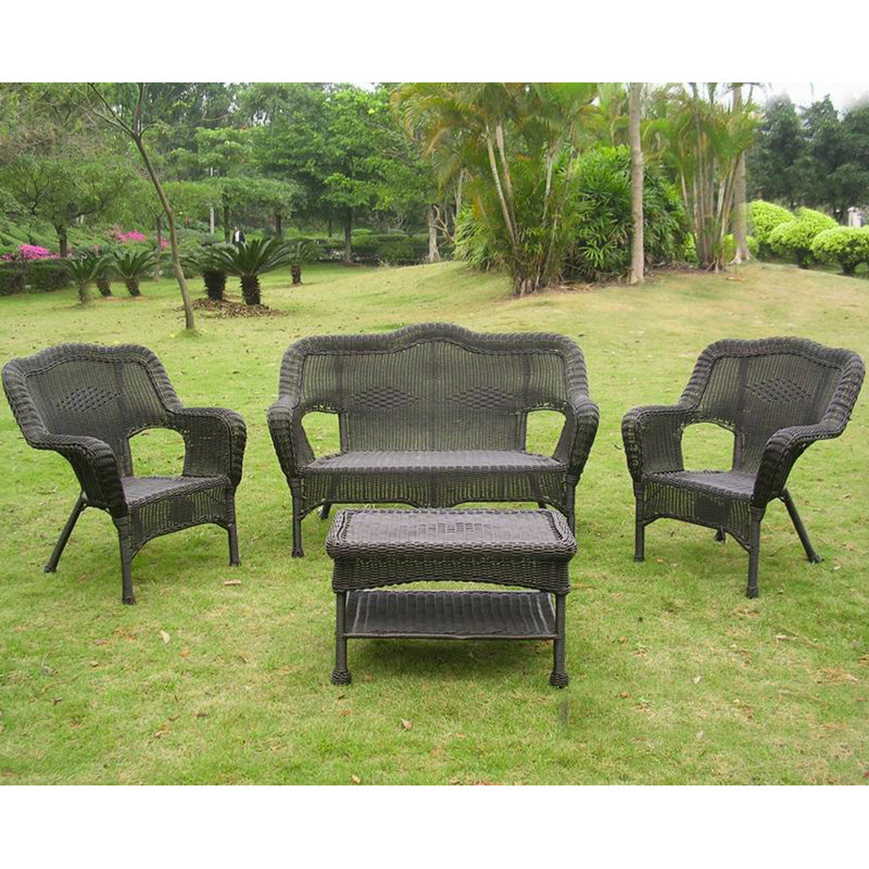 Arved 4 - Person Patio Conversation Set, Antique Black
