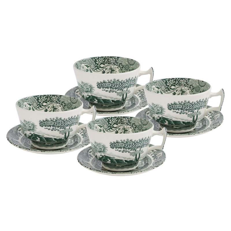 10 oz. Ensemble de 4 tasses et soucoupes pour le petit-déjeuner