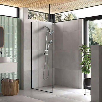 Douche à pluie sans outil de 5 po et combinaison de 7 jets à main avec barre coulissante réglable de 26 po, débit double 1,8 GPM WaterSense