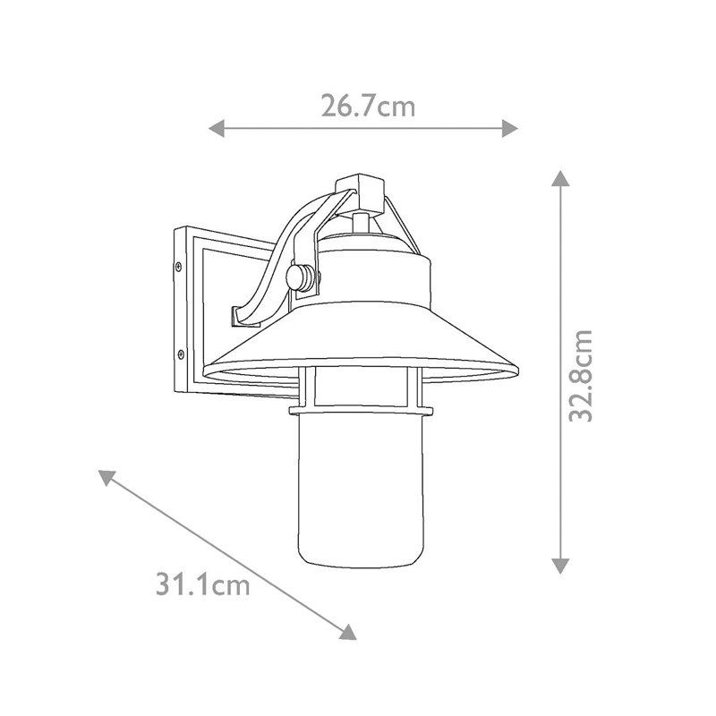 Bergamo Chrome Outdoor Wall Lantern, 34.4cm H x 26.7cm W