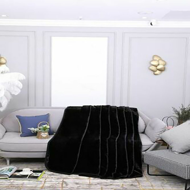 Erna Canora Grey Throw, W200 x L240cm, Black