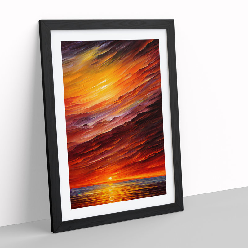 Ocean Sunset View No.1 - Framed Print, Black, 64cm H x 46cm W x 2cm D