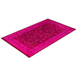 Overdyed Hand-Knotted Wool Modern-Contemporary Pink Area Rug 3' 1" x 5' 0"