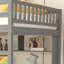 Lit mezzanine avec bureau, cadre de lit de chambre à coucher avec tablettes de rangement et escalier-744966391