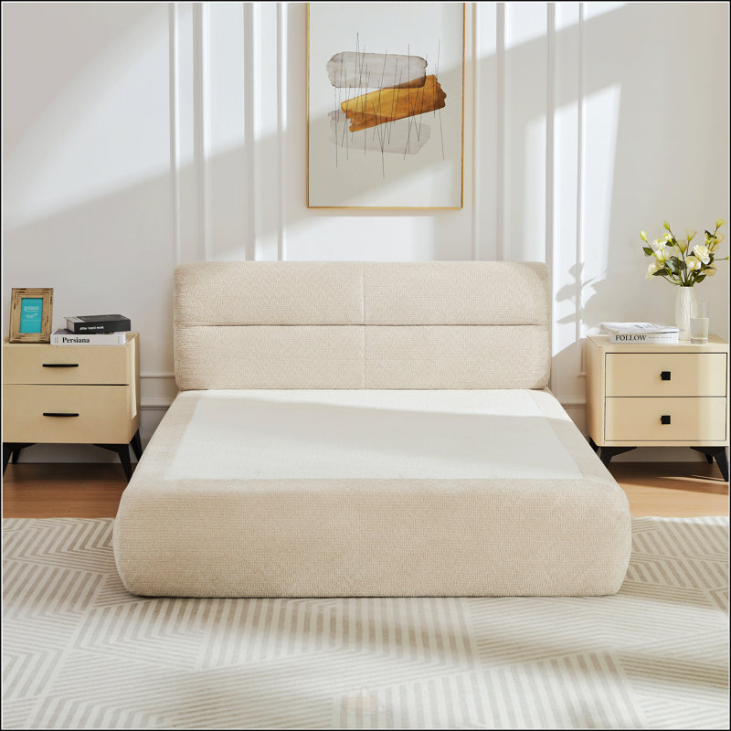 Lit compressible en chenille, Kaki clair / beige