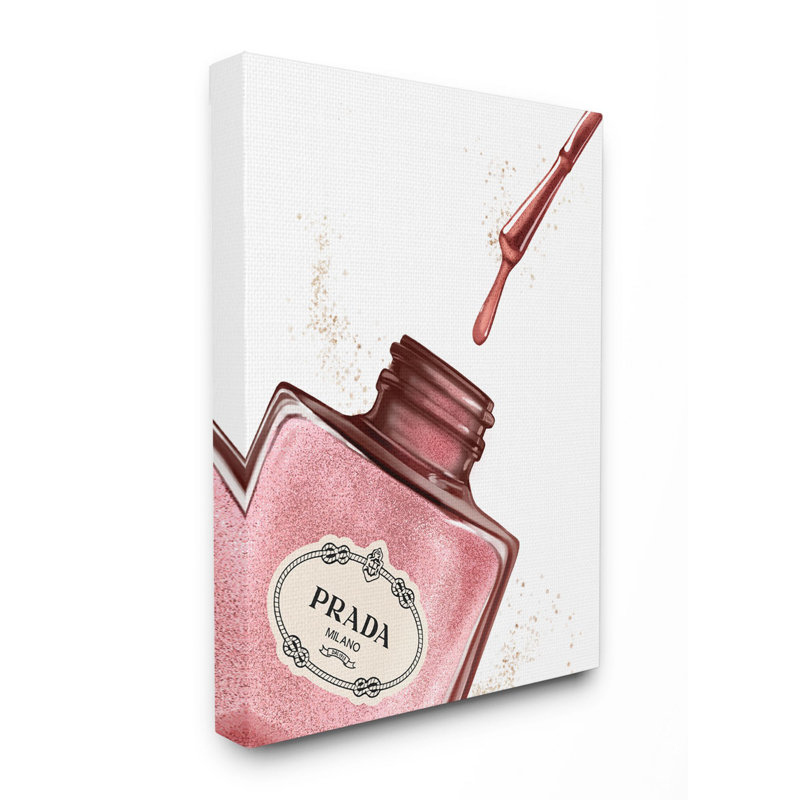 «Mak dégagement de vernis à ongles brosse rose Drip Fashion Design», art textuel, H 30 po x l 24 po, Toile tendue