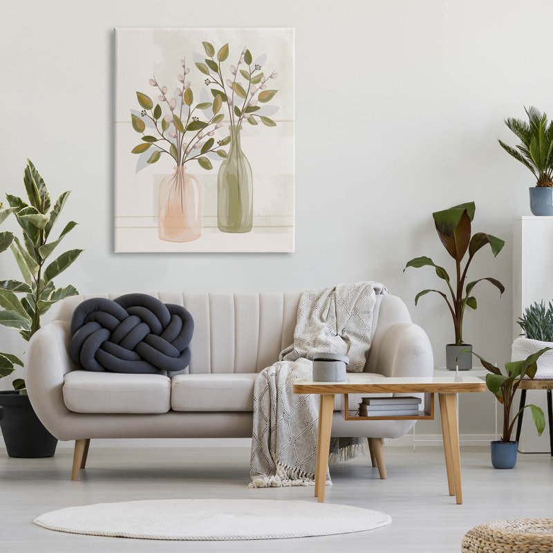 Pussy Willow Ikebana Vases Botanical Canvas Wall Art