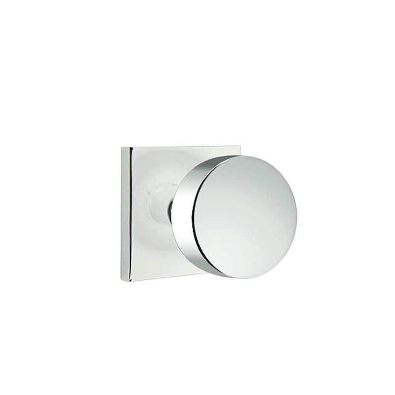 Ensemble de boutons d'intimité avec rosette carrée et bouton rond Emtek, Chrome poli, Privacy 