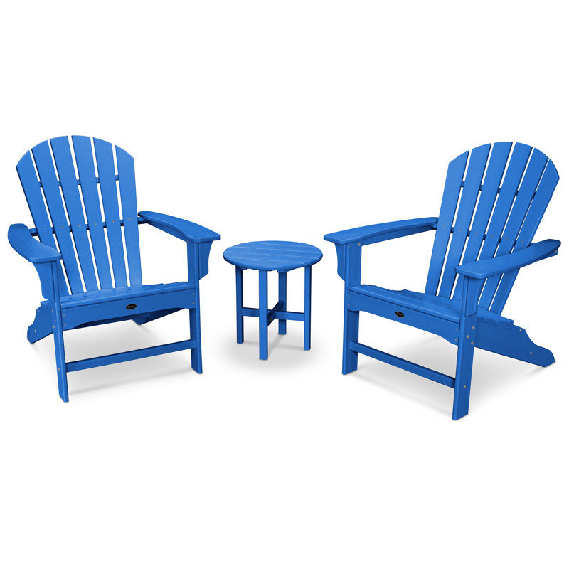 TREX Outdoors Yacht Club Shellback 3-Piece Adirondack Set, Pacific Blue