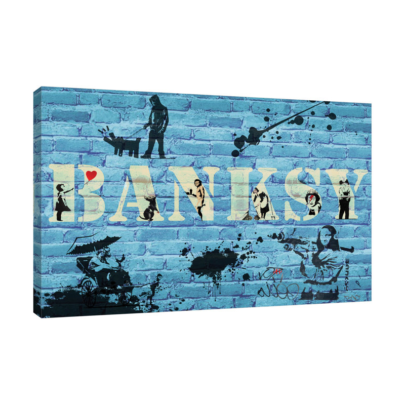 Banksy Street Mural by Banksy - Wrapped Canvas Print, 71 cm H x 107 cm W x 3 cm D