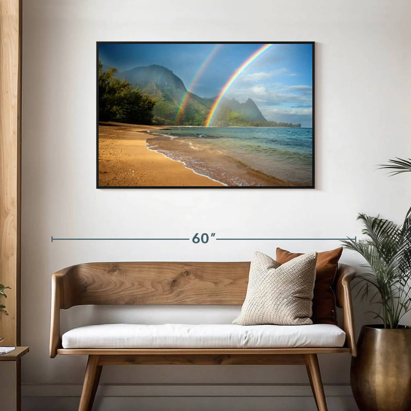 Double arc-en-ciel Kauai, Cadre flottant noir, 43 po x 29 po