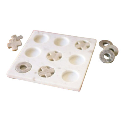  Marble Tic-Tac-Toe Game Set – 9" Handcrafted White Marble Board