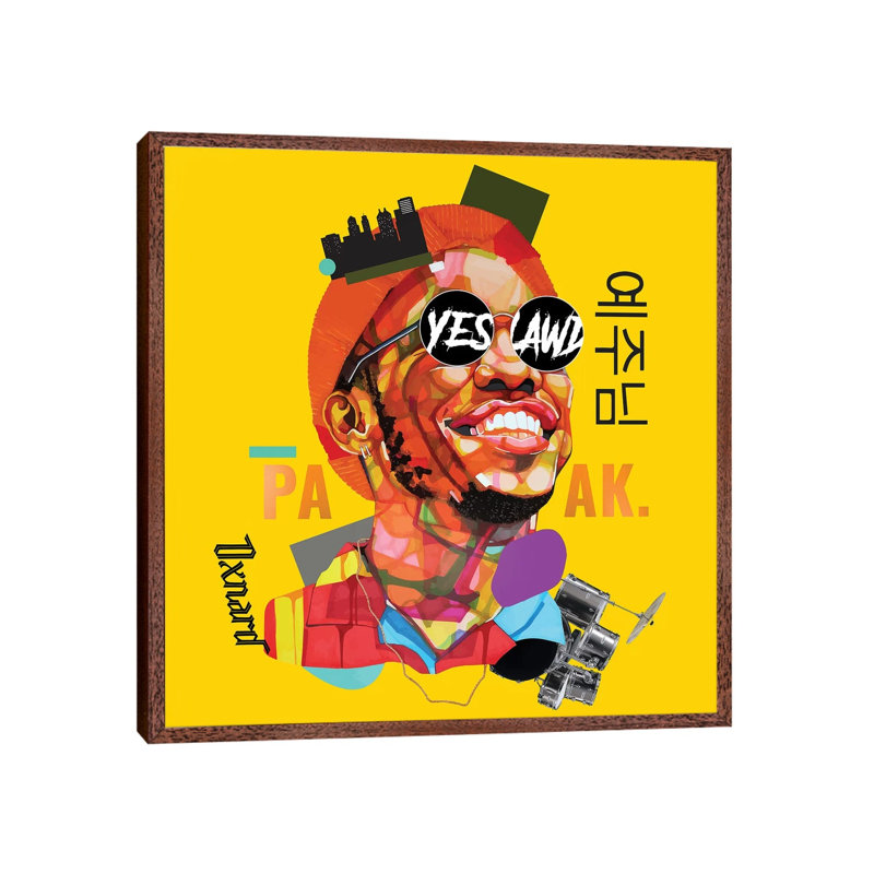 Anderson Paak by Domonique Brown - Print on Canvas, 93.98 cm H x 93.98 cm W, Classic Brown Wood Framed Canvas