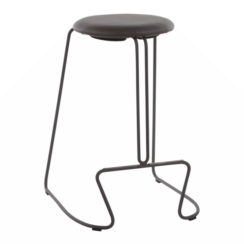 Finn Grey Steel & Grey Faux Leather Modern Counter Stool
