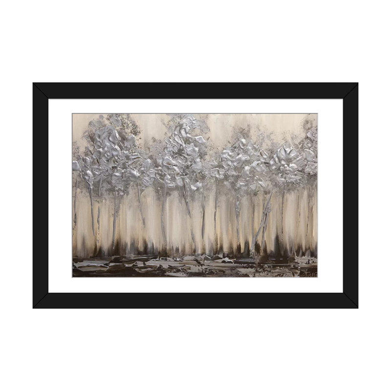 «Swiger Silver Forest», reproduction sur toile, Papier beaux-arts encadré noir, H 16 po x l 24 po x P 1 po