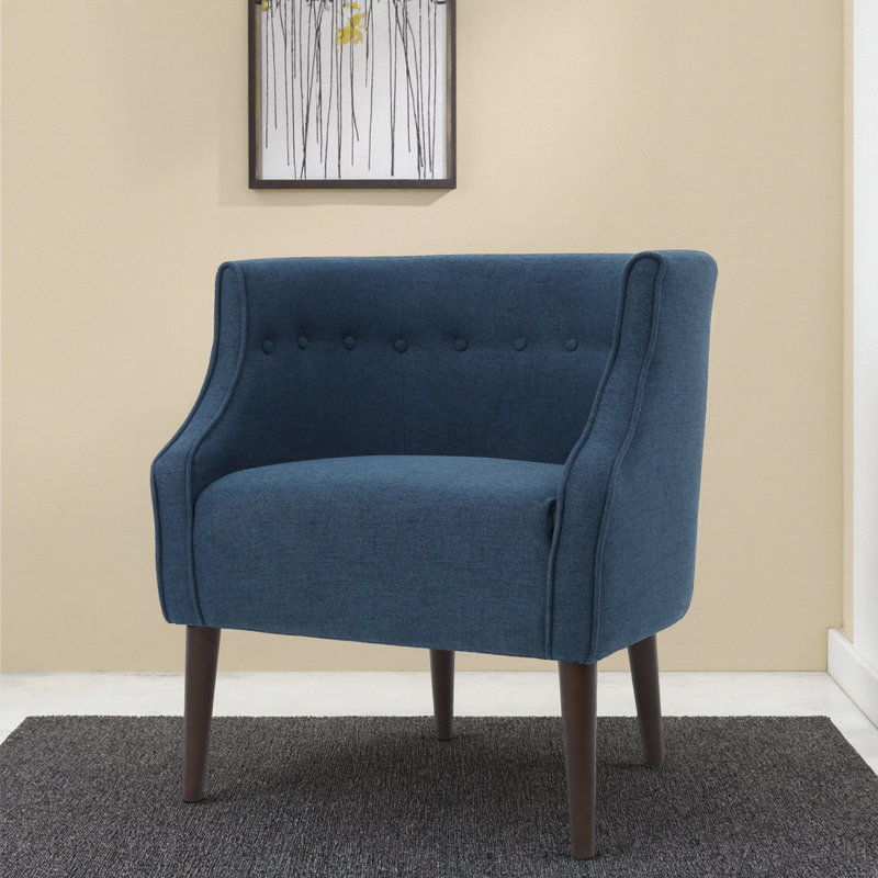 Fauteuil demi-tonneau Kamdyn, Polyester bleu marine