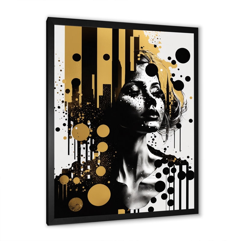 Décoration murale femme dorée III, Cadre photo noir, L 12 po x H 20 po
