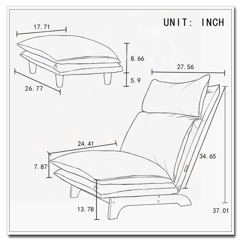 Chaise rembourrée avec repose-pieds, Beige