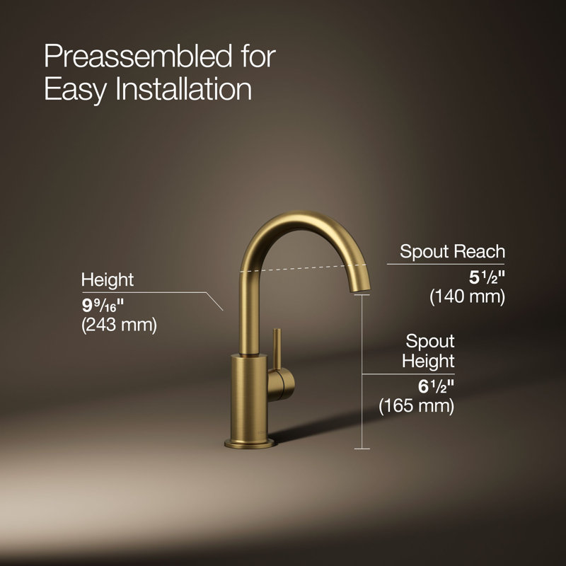 Contemporary Beverage Faucet, Vibrant Brushed Moderne Brass