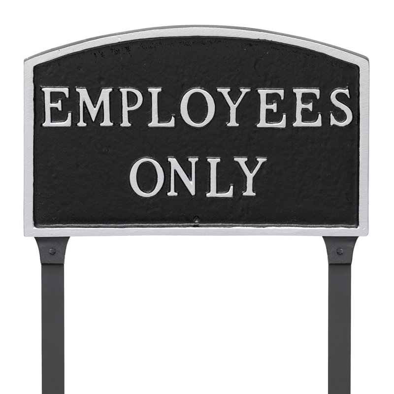 Enseigne de jardin pour employés seulement, Noir / argent, H 13 po x l 21 po x P 0,25 po