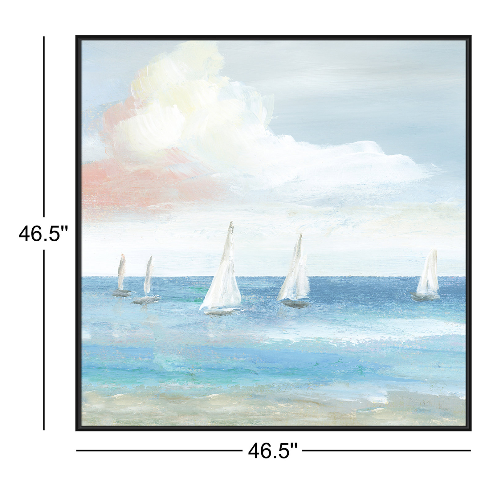 Ibis "Beach Sail Bliss" Print by Nan, 46.5" H x 46.5" W x 2" D, Black
