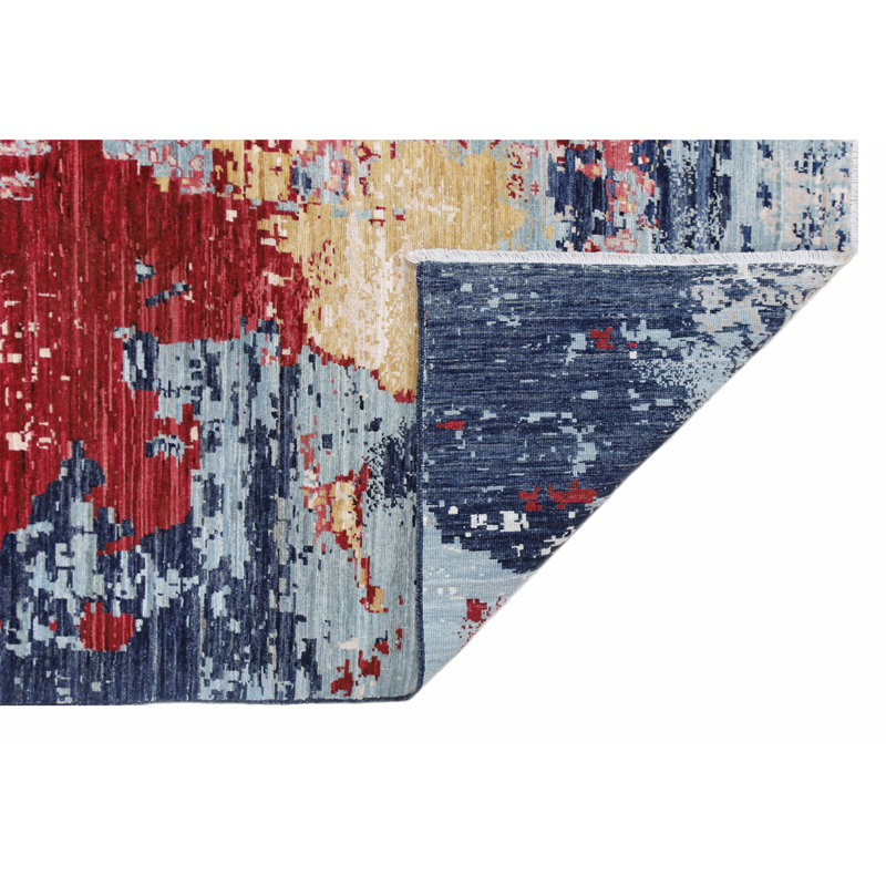 Hand Knotted Wool Area Rug in Multi