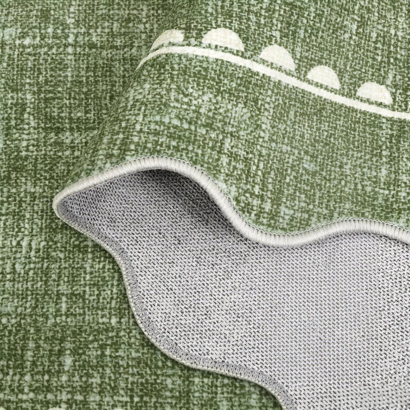 Tapis festonné lavable à nœuds pour chambre de bébé et couloir, Green, Runner 2' x 6'