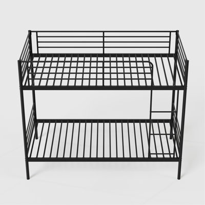 Bunk Bed with Ladder and high Guardrail, Able to Split, Metal Bunk Bed, Storage Space, Noise Free,Twin Over Twin Size,Black