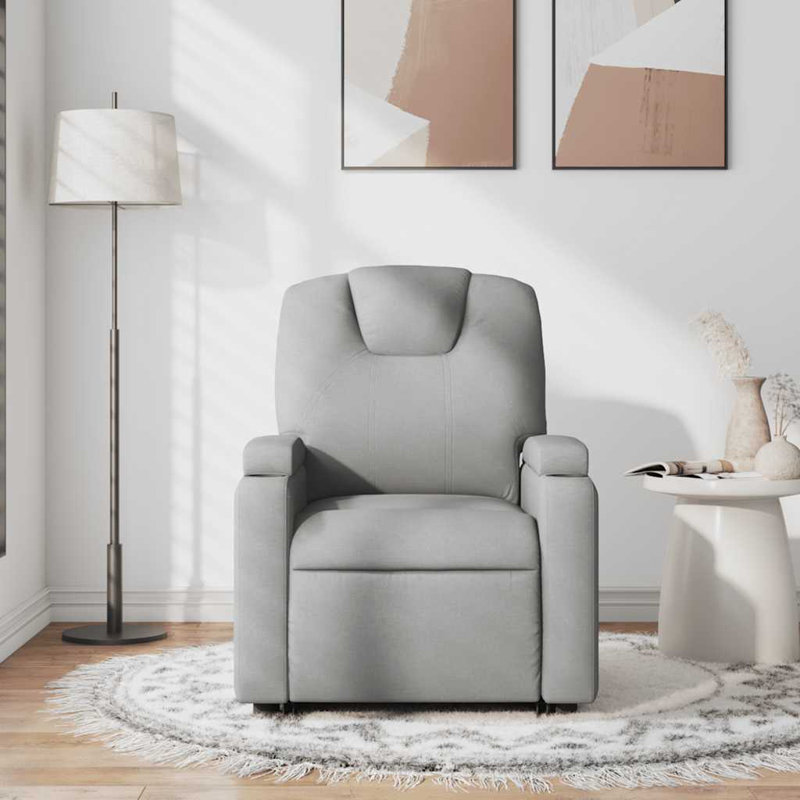 vidaXL Recliner Chair, Adjustable, Light Gray Polyester, Manual
