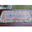 Tapis turc anatolien fait à la main avec motif rose et bleu, parfait pour un couloir de style bohémien